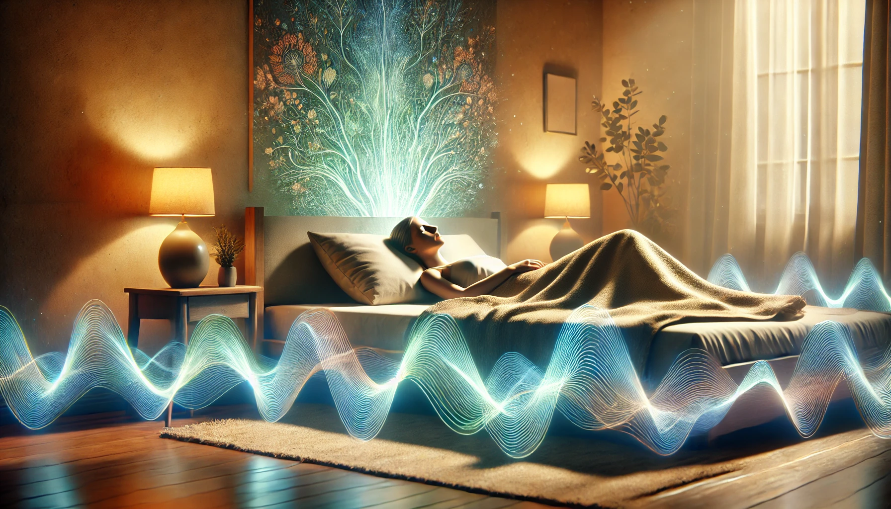 Person peacefully sleeping in bed depicting better sleep patterns after using PEMF Therapy